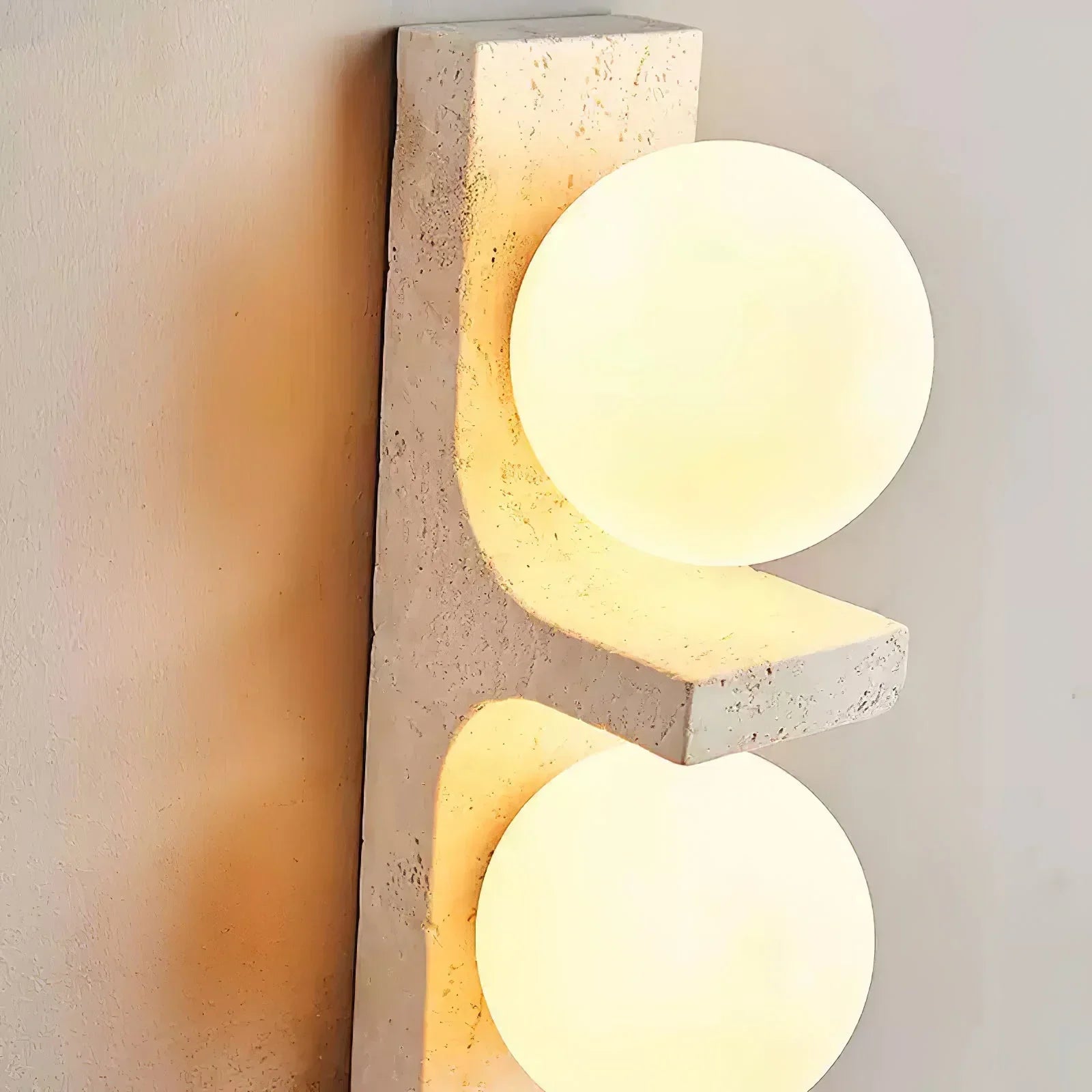 Revere Travertine Wall Sconce – Warm Diffused Light Natural Stone Wall Fixture Living Rooms
