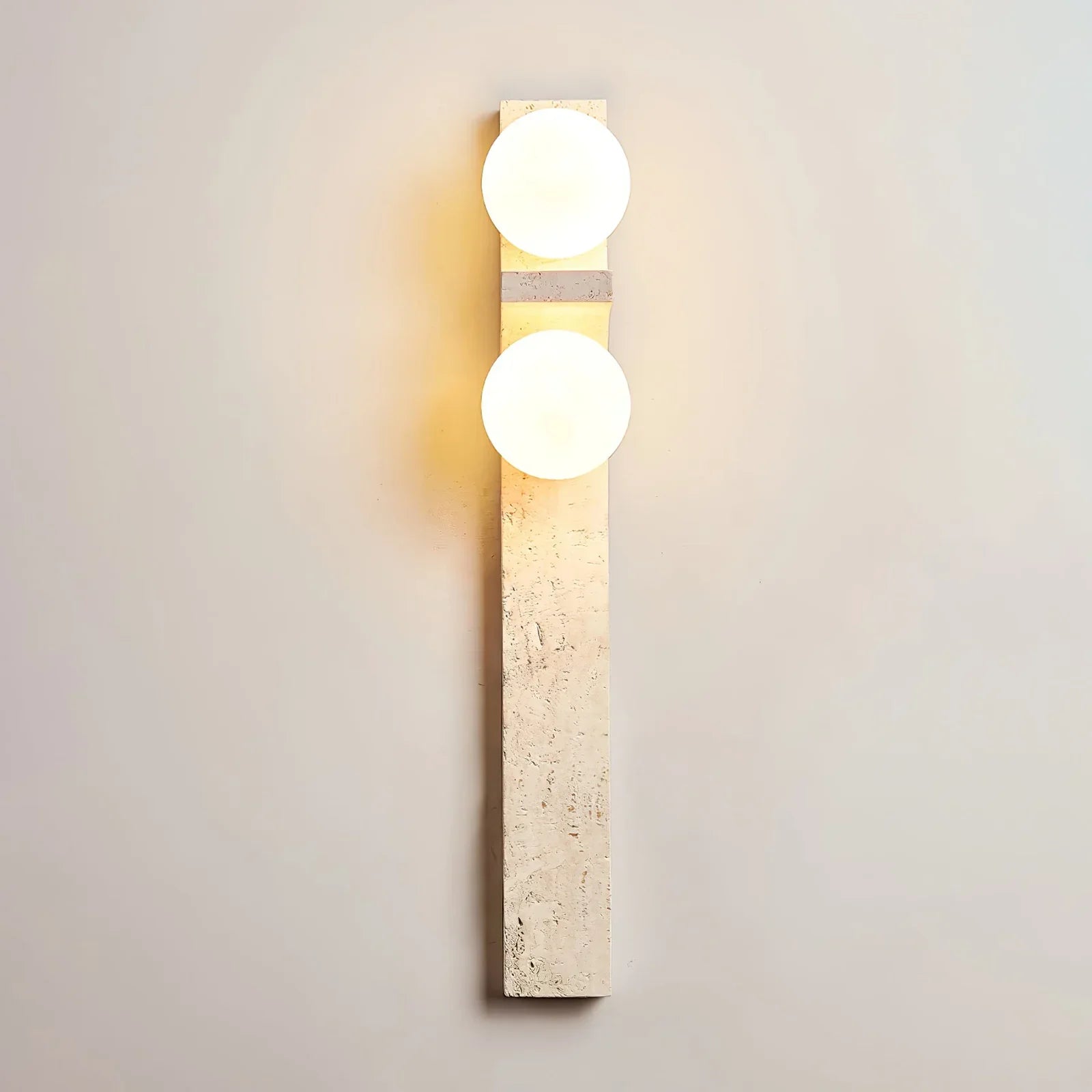 Revere Travertine Wall Sconce – Warm Diffused Light Natural Stone Wall Fixture Living Rooms