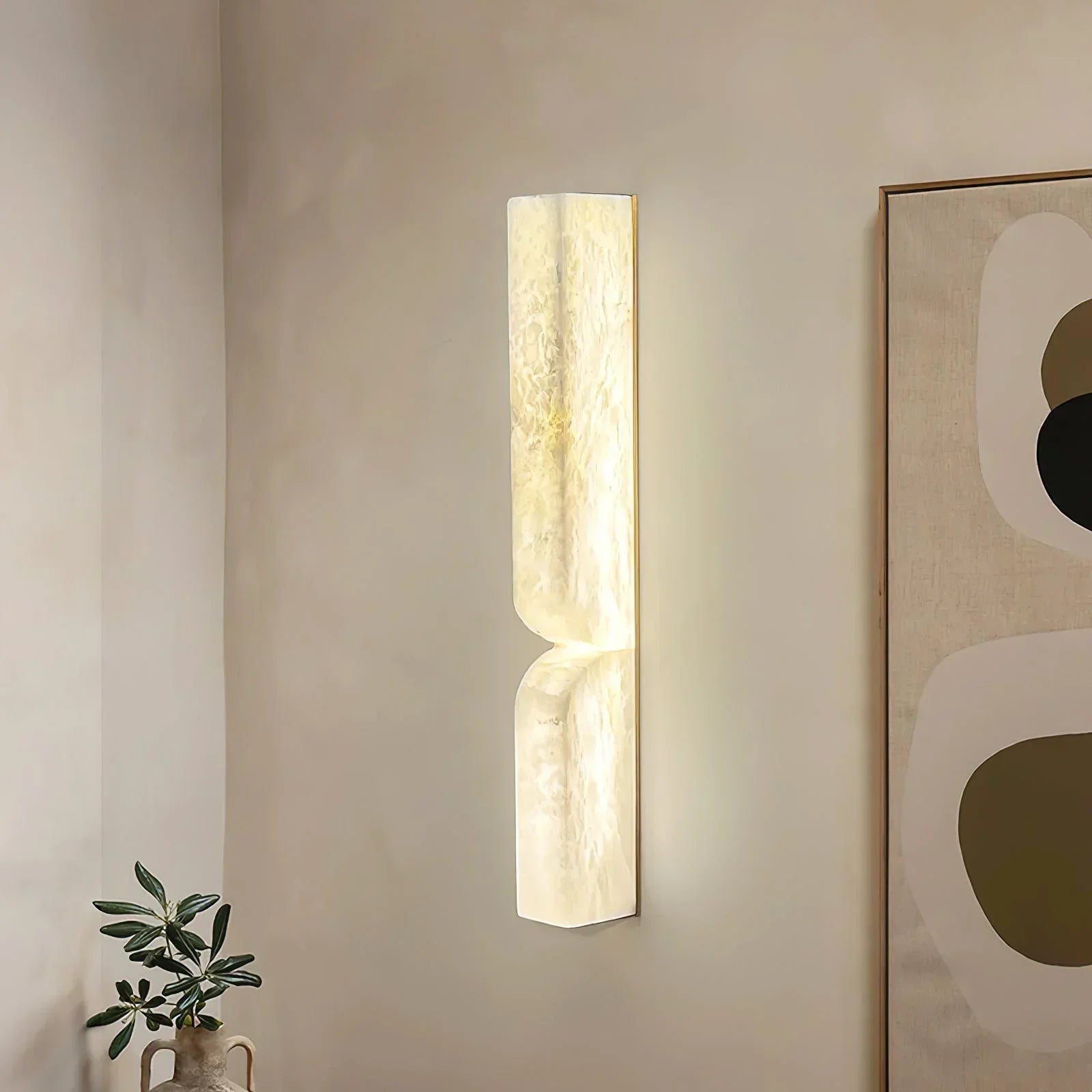 Quartz Prism Wall Sconce – LED Architectural Wall Light Natural Alabaster Glow Subtle Contours