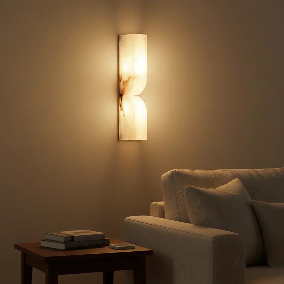 Quartz Prism Wall Sconce – LED Architectural Wall Light Natural Alabaster Glow Subtle Contours