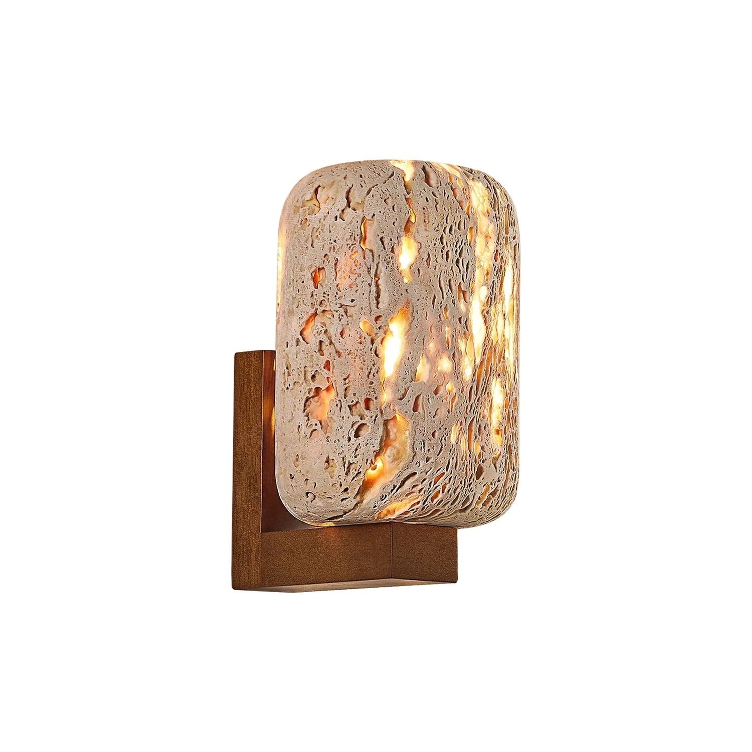 Terrava Stone Wall Sconce – Textured Natural Stone Decorative Lighting Bronze Modern Living Room Bedroom