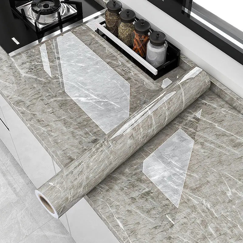 Stratum Marble Wallpaper Roll – Self Adhesive Peel Stick Removable Waterproof Gray Brown Stone Texture