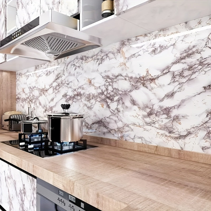 Stratum Marble Wallpaper Roll – Self Adhesive Peel Stick Removable Waterproof Gray Brown Stone Texture