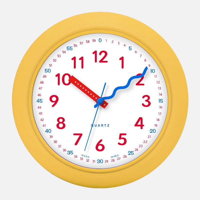 Timewise Learning Wall Clock – Educational Kids Classroom Playroom Silent Analog Quartz White