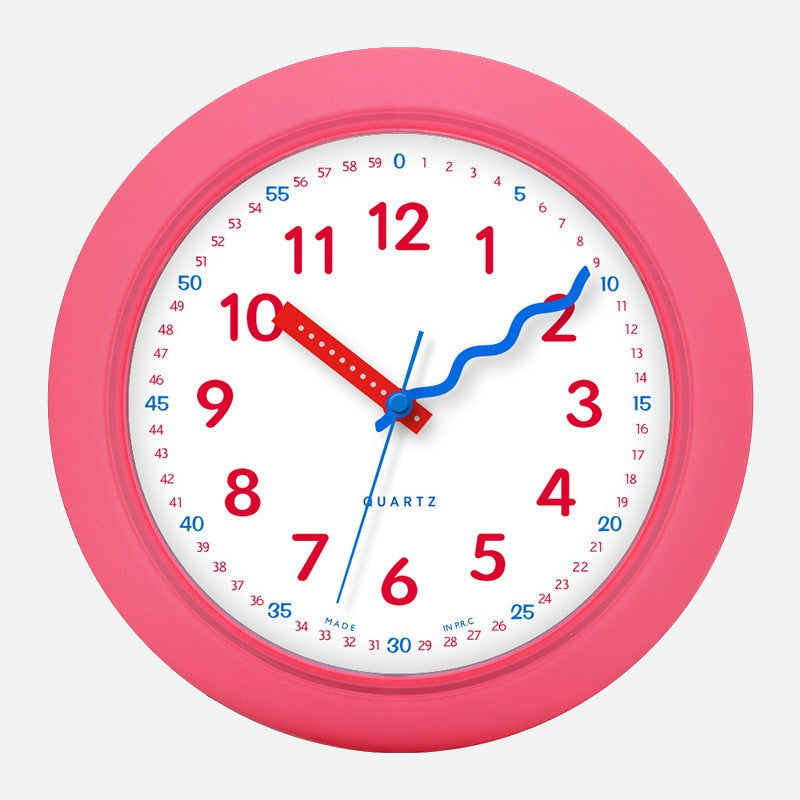 Timewise Learning Wall Clock – Educational Kids Classroom Playroom Silent Analog Quartz White