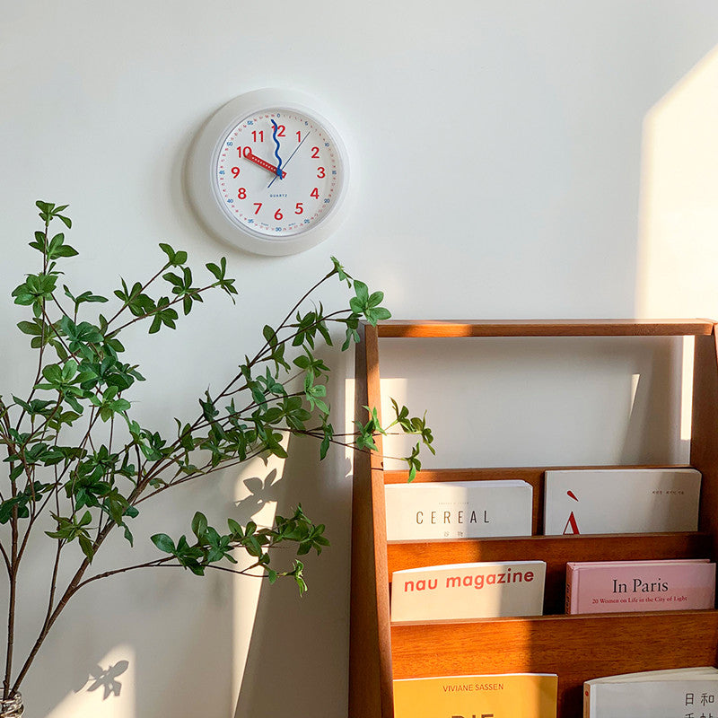 Timewise Learning Wall Clock – Educational Kids Classroom Playroom Silent Analog Quartz White