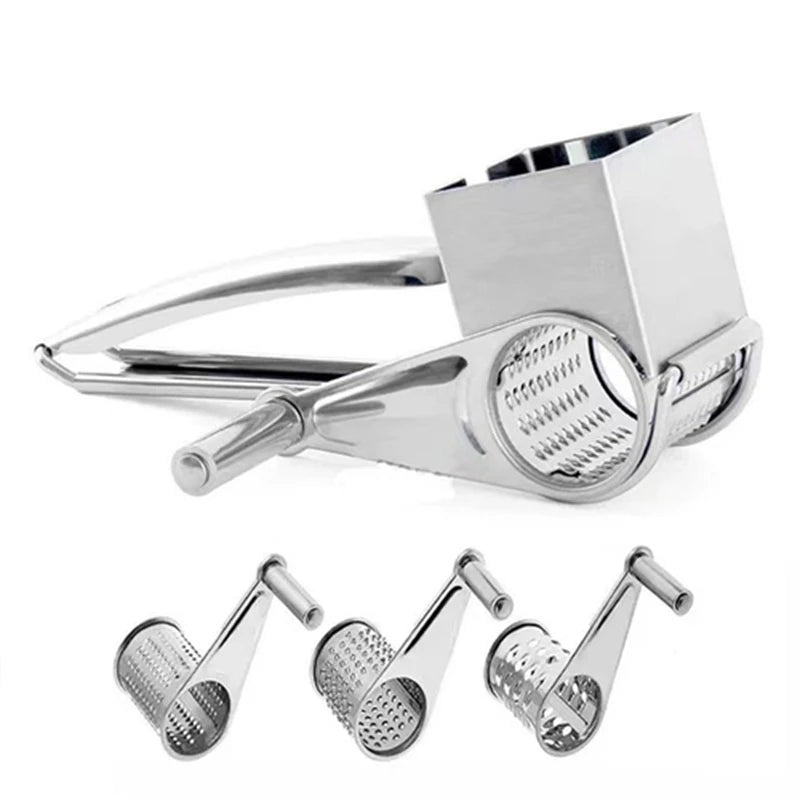 Gratix Rotary Cheese Grater – Stainless Steel Kitchen Manual Drum Slicer Vegetable Shredder