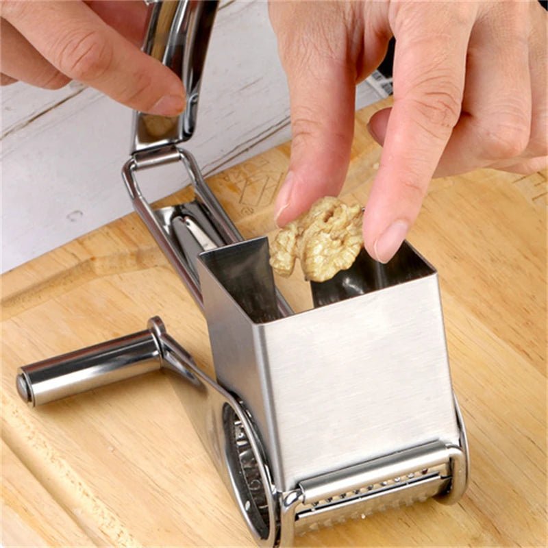 Gratix Rotary Cheese Grater – Stainless Steel Kitchen Manual Drum Slicer Vegetable Shredder