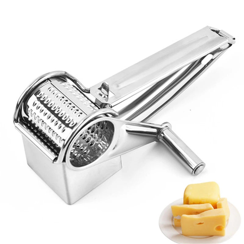 Gratix Rotary Cheese Grater – Stainless Steel Kitchen Manual Drum Slicer Vegetable Shredder