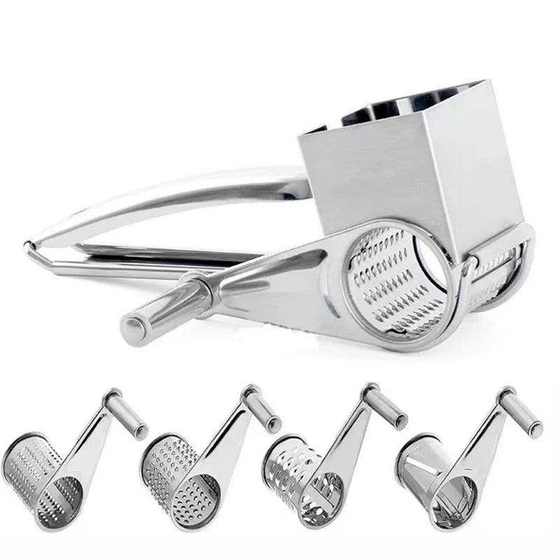Gratix Rotary Cheese Grater – Stainless Steel Kitchen Manual Drum Slicer Vegetable Shredder