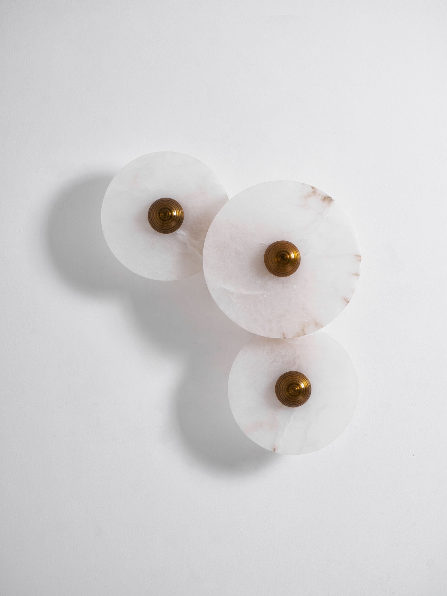 Halo Alabaster Disc Wall Lamp - Triple Round Stone Wall Light Feature