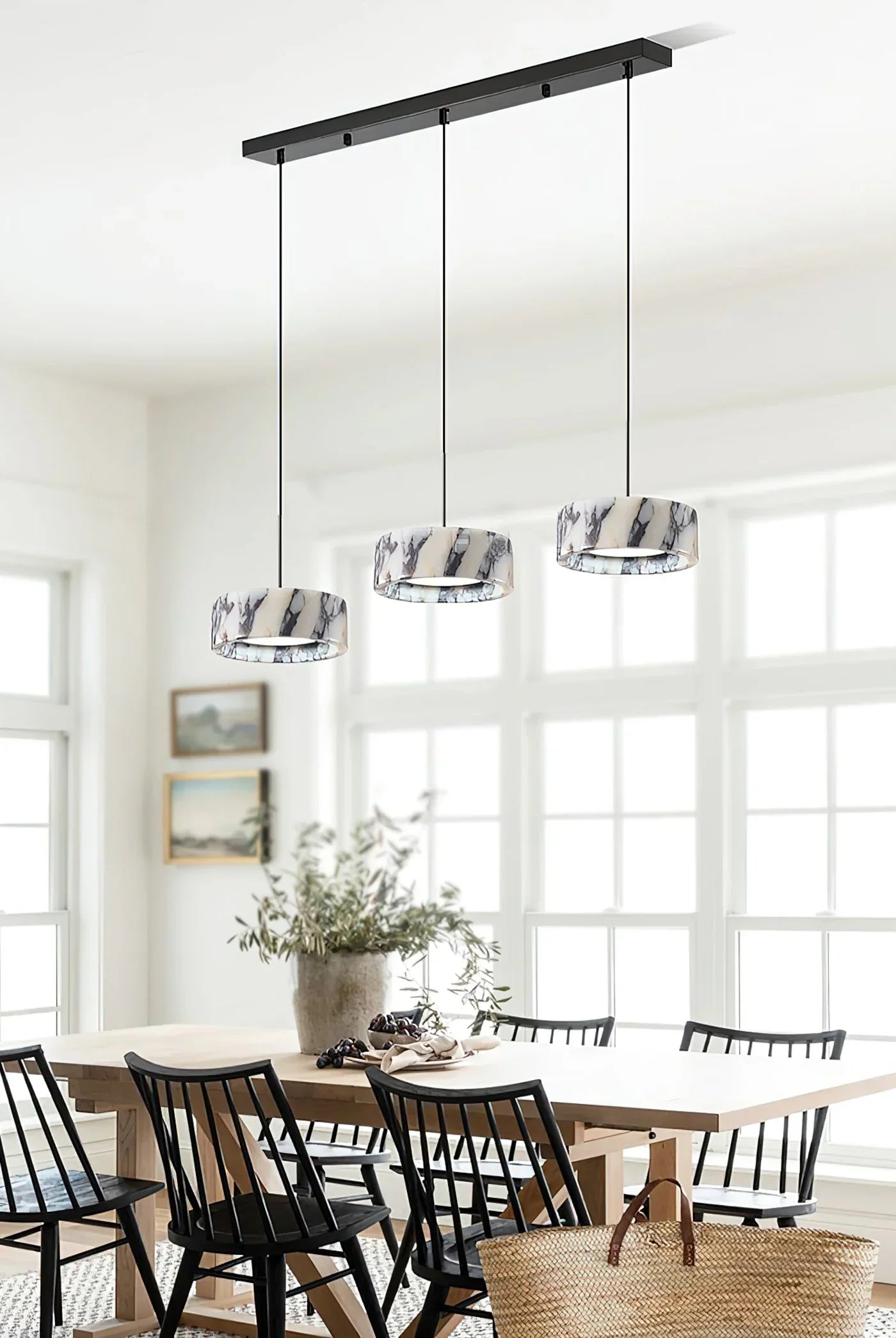 Grey Veined Dome Pendant Lamp – Handcrafted Marble Pendant Light