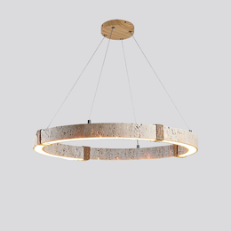 Quiet Travertine Ring Chandelier – LED Circular Travertine Ring Modern Ceiling Fixture