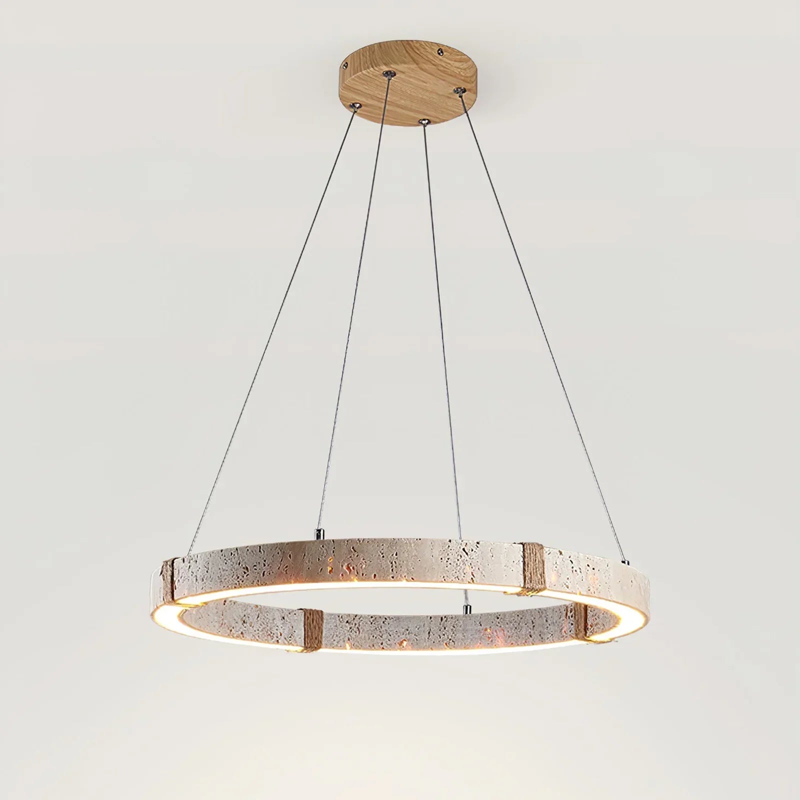 Quiet Travertine Ring Chandelier – LED Circular Travertine Ring Modern Ceiling Fixture