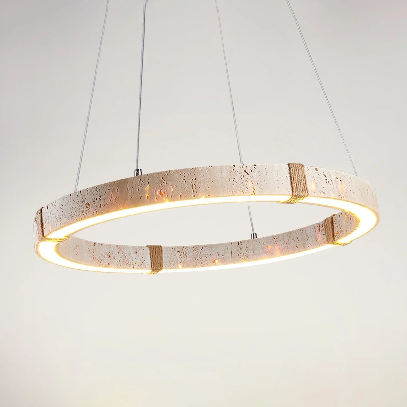 Quiet Travertine Ring Chandelier – LED Circular Travertine Ring Modern Ceiling Fixture