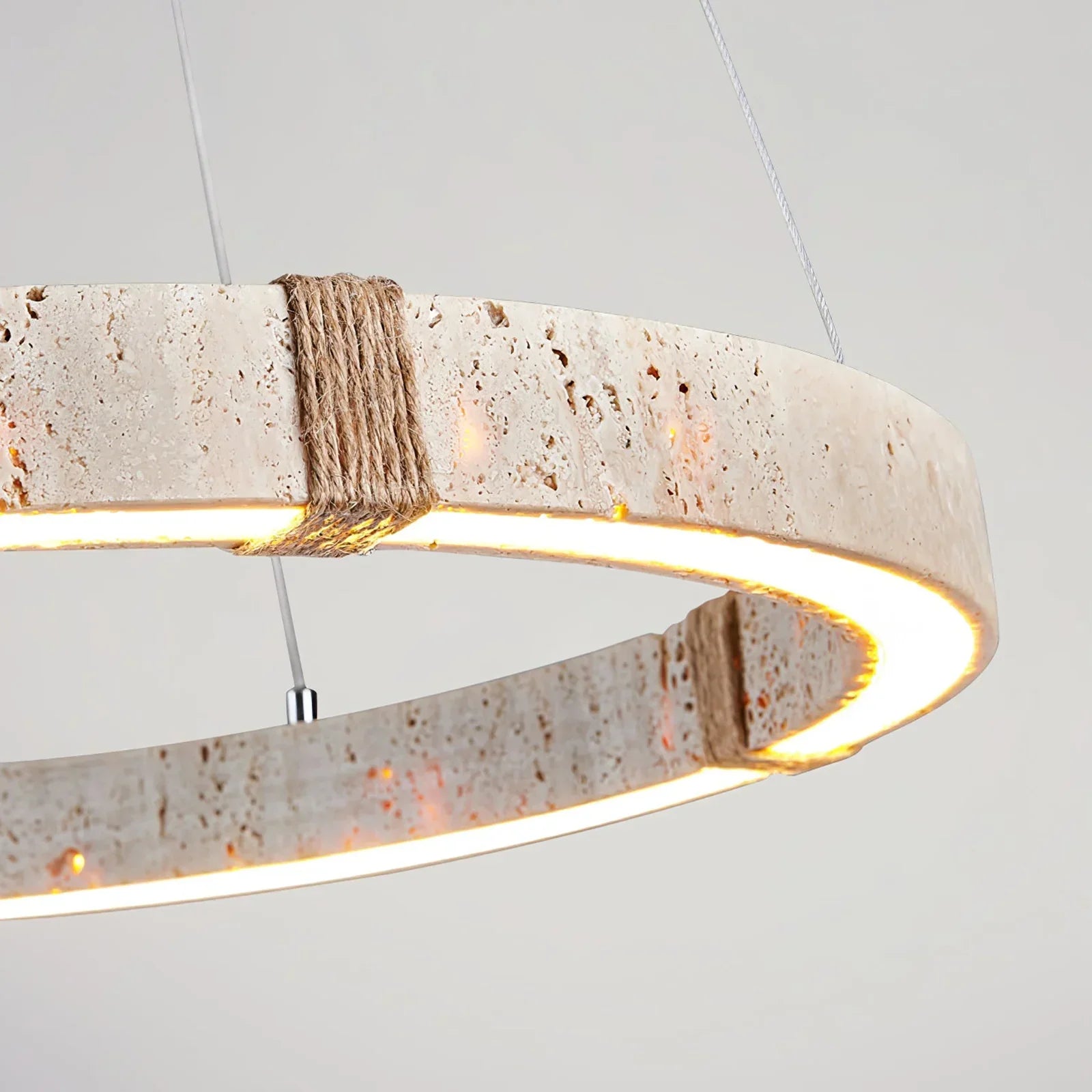 Quiet Travertine Ring Chandelier – LED Circular Travertine Ring Modern Ceiling Fixture
