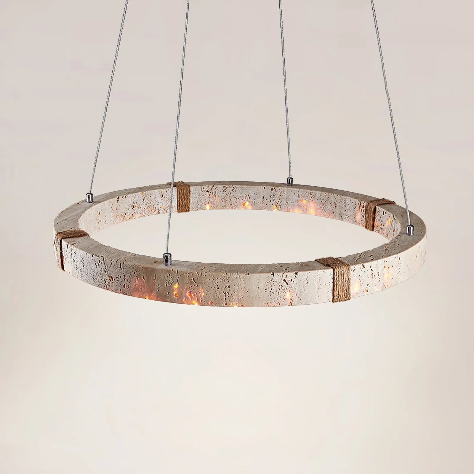 Quiet Travertine Ring Chandelier – LED Circular Travertine Ring Modern Ceiling Fixture