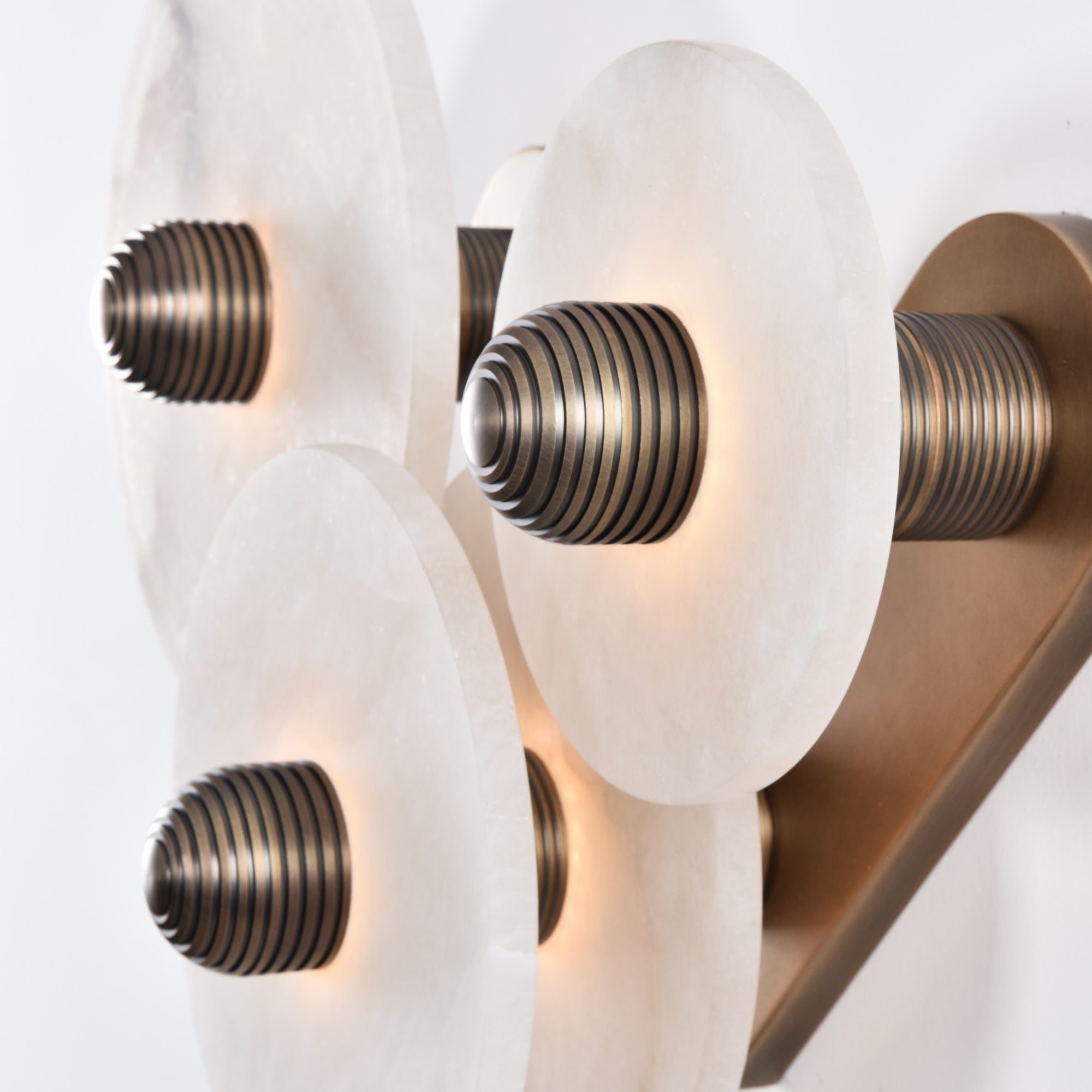 Halo Alabaster Disc Wall Lamp - Triple Round Stone Wall Light Feature