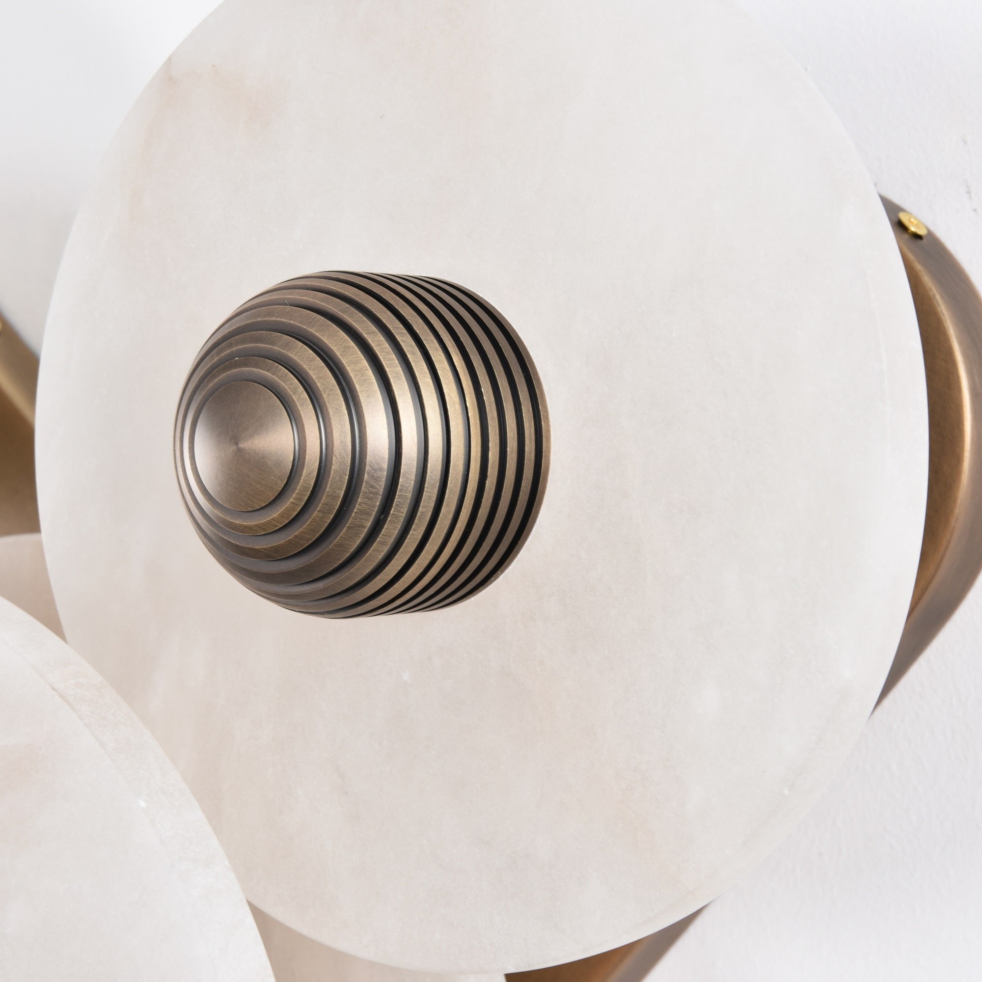 Halo Alabaster Disc Wall Lamp - Triple Round Stone Wall Light Feature
