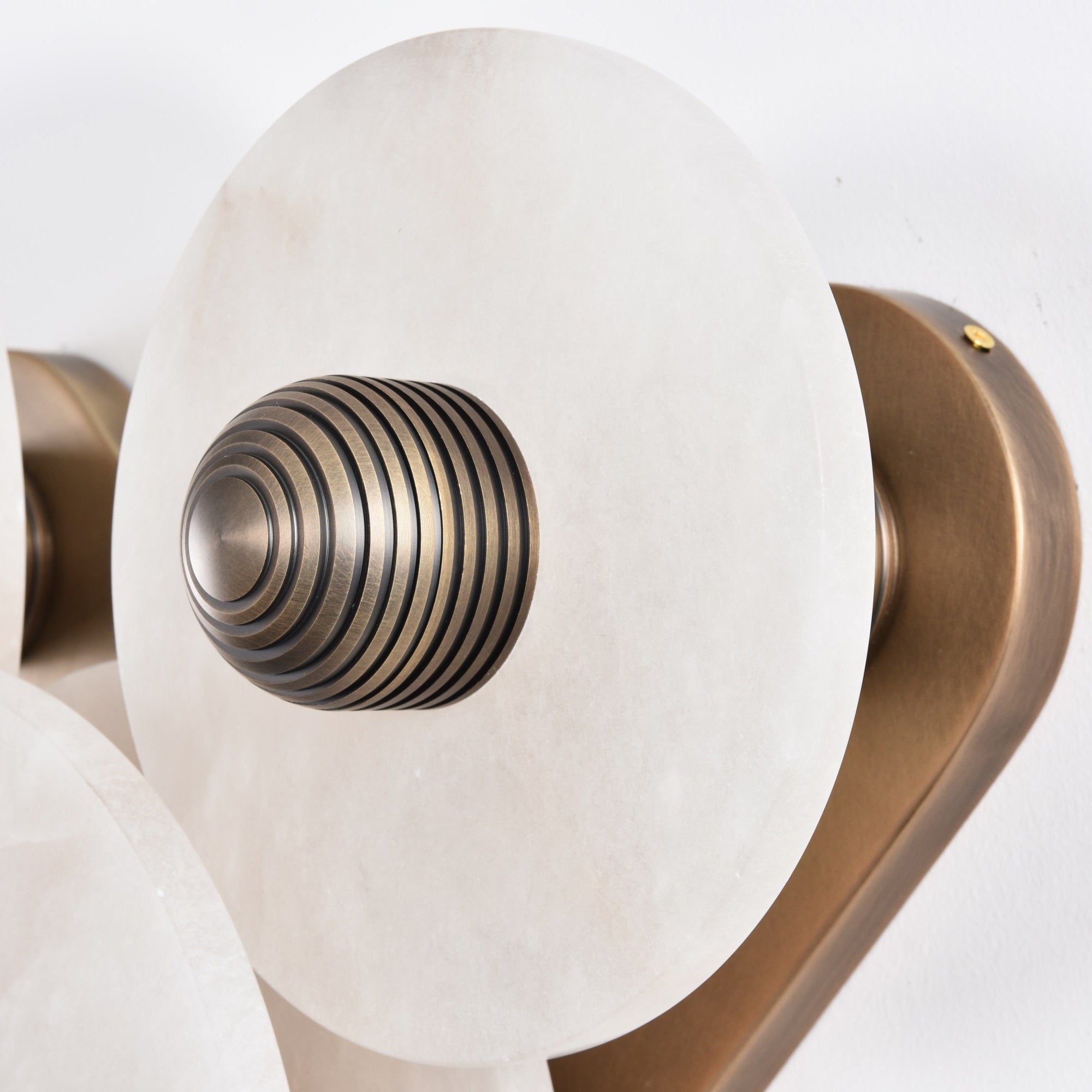 Halo Alabaster Disc Wall Lamp - Triple Round Stone Wall Light Feature
