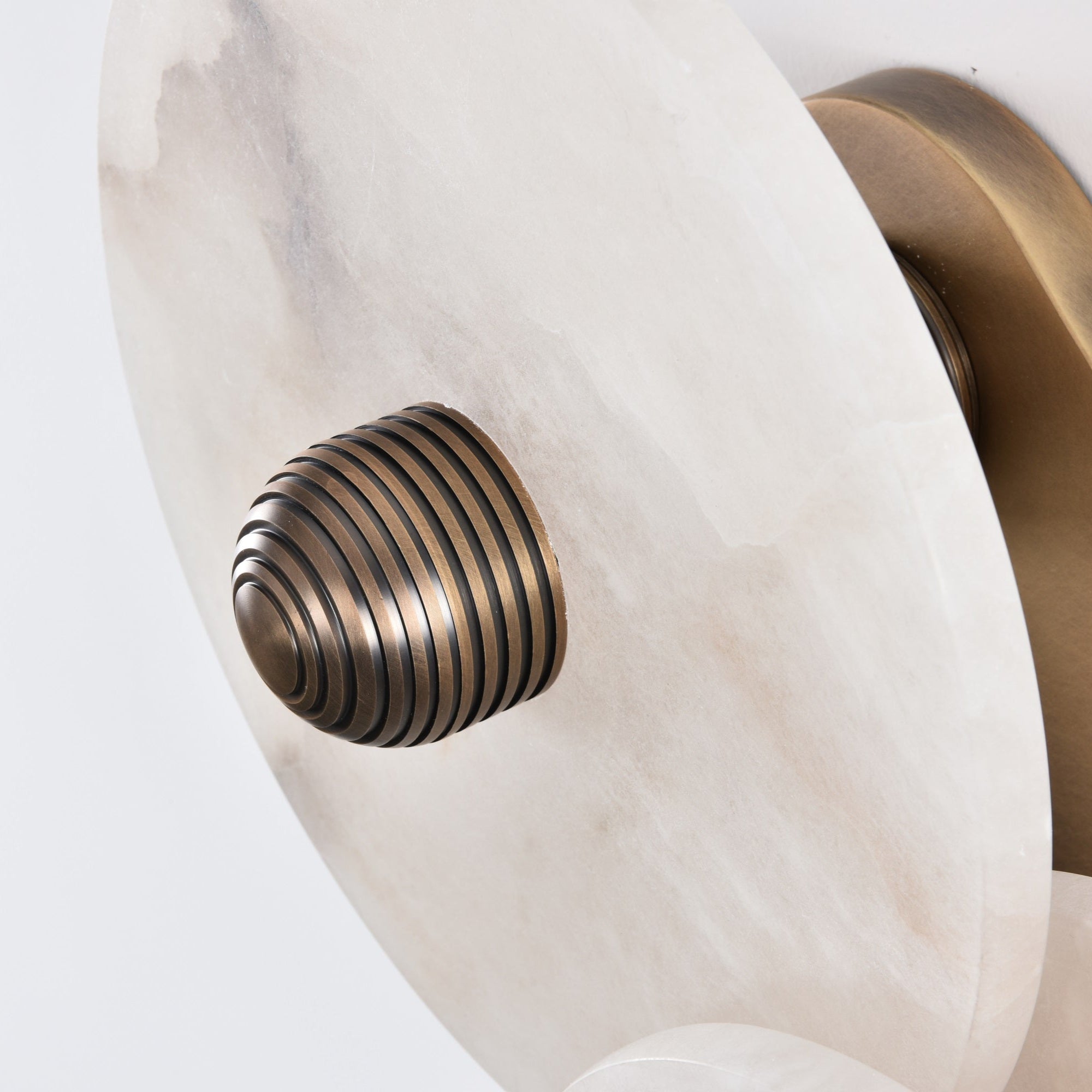Halo Alabaster Disc Wall Lamp - Triple Round Stone Wall Light Feature