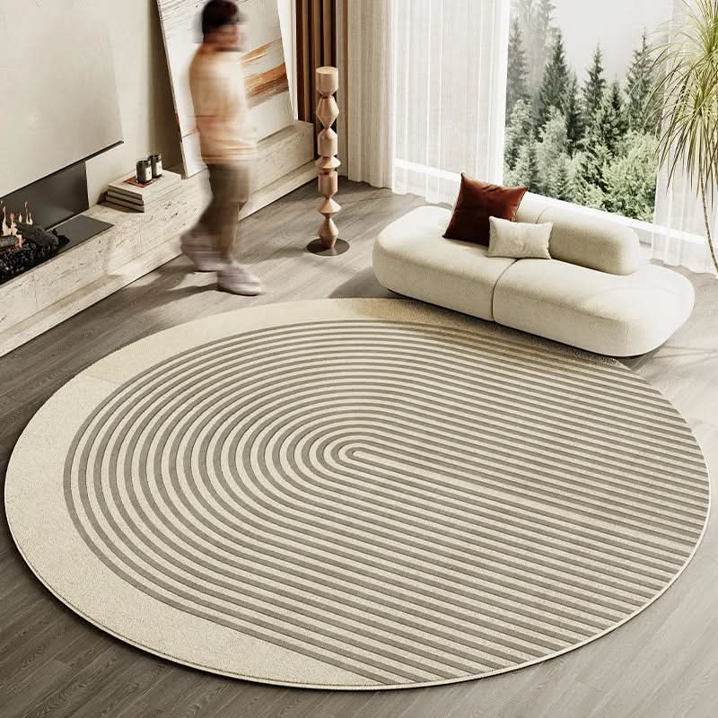 Zenrin Circle Area Rug – Round Tufted Geometric Living Room Bedroom Washable Soft Non-Slip Carpet