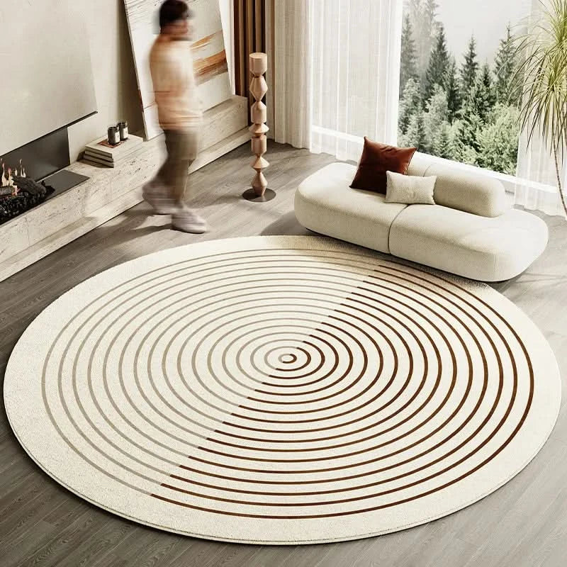 Zenrin Circle Area Rug – Round Tufted Geometric Living Room Bedroom Washable Soft Non-Slip Carpet