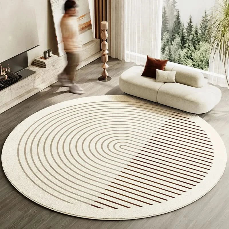 Zenrin Circle Area Rug – Round Tufted Geometric Living Room Bedroom Washable Soft Non-Slip Carpet