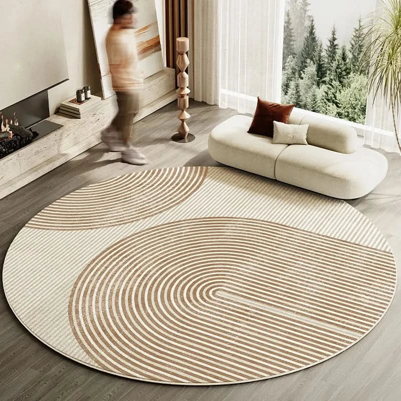 Zenrin Circle Area Rug – Round Tufted Geometric Living Room Bedroom Washable Soft Non-Slip Carpet