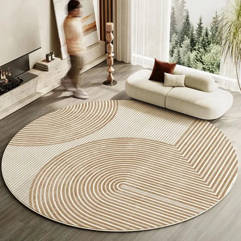 Zenrin Circle Area Rug – Round Tufted Geometric Living Room Bedroom Washable Soft Non-Slip Carpet