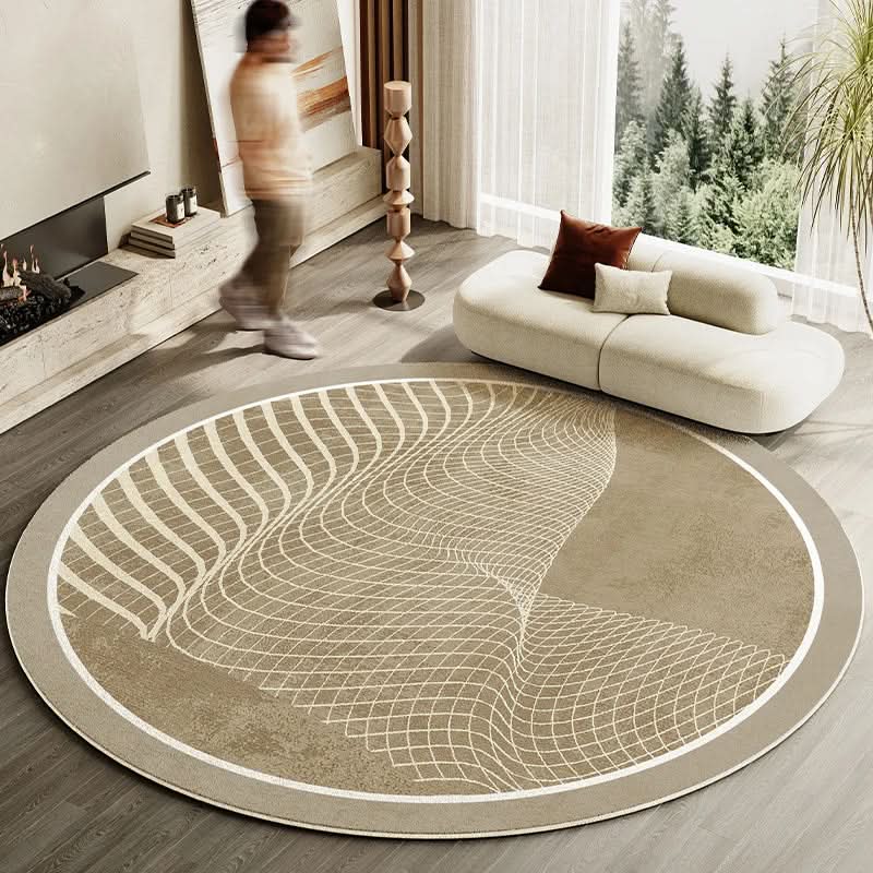 Zenrin Circle Area Rug – Round Tufted Geometric Living Room Bedroom Washable Soft Non-Slip Carpet