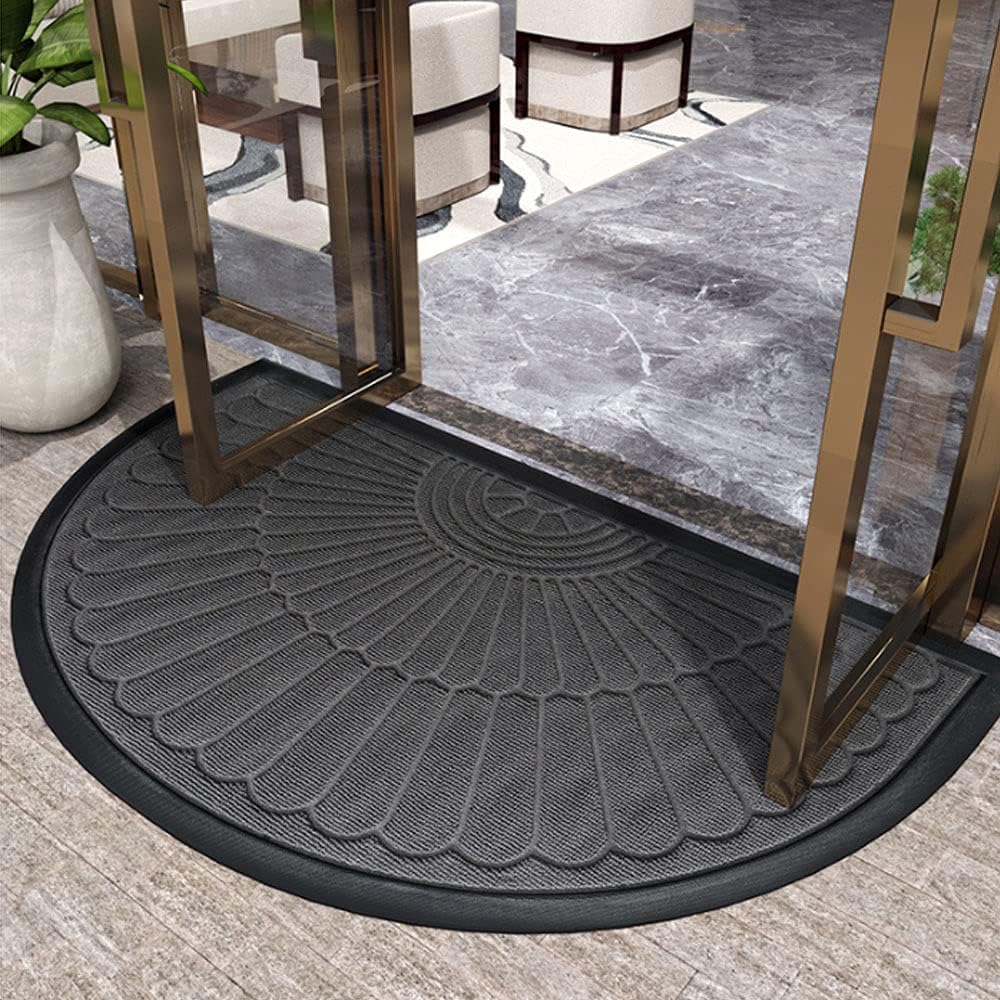 Solara Sunburst Door Mat – Semi-Circular Outdoor Entrance Welcome Non-Slip Waterproof Rubber