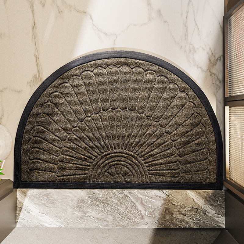 Solara Sunburst Door Mat – Semi-Circular Outdoor Entrance Welcome Non-Slip Waterproof Rubber