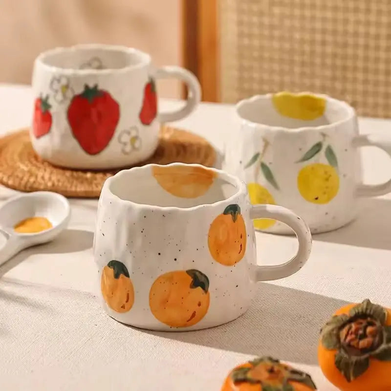 Clementine Grove Ceramic Mug – Handmade Orange Pattern Coffee Tea Cup Kitchen Drinkware Rustic Decor