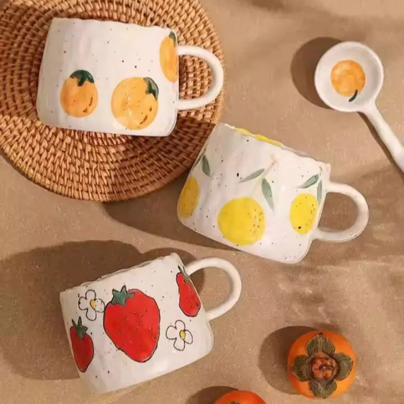 Clementine Grove Ceramic Mug – Handmade Orange Pattern Coffee Tea Cup Kitchen Drinkware Rustic Decor