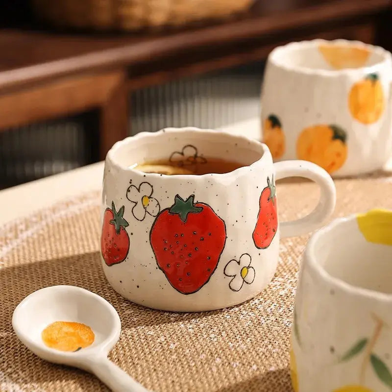 Clementine Grove Ceramic Mug – Handmade Orange Pattern Coffee Tea Cup Kitchen Drinkware Rustic Decor