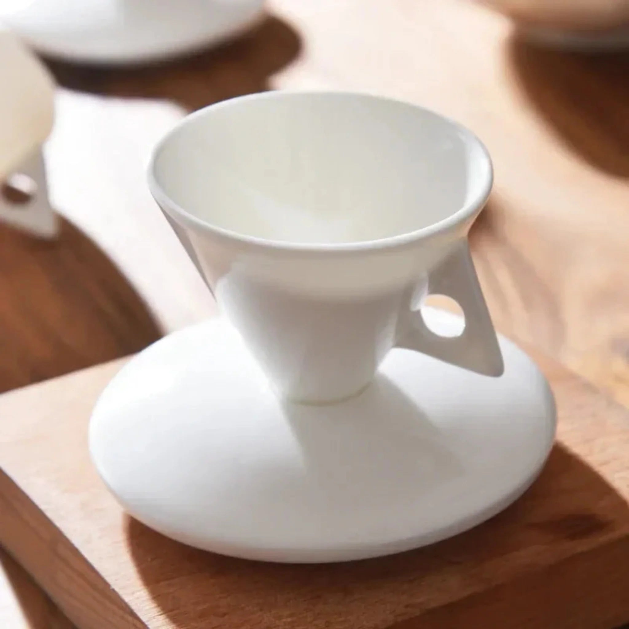 Celeste Espresso Cup Set – Modern White Porcelain Coffee Cups Saucers Spoons Kitchen Dining Tableware