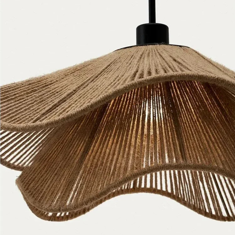 Fleuris Wave Pendant Light – Natural Rope Woven Bohemian Decorative Lighting Ceiling Dining Room Kitchen