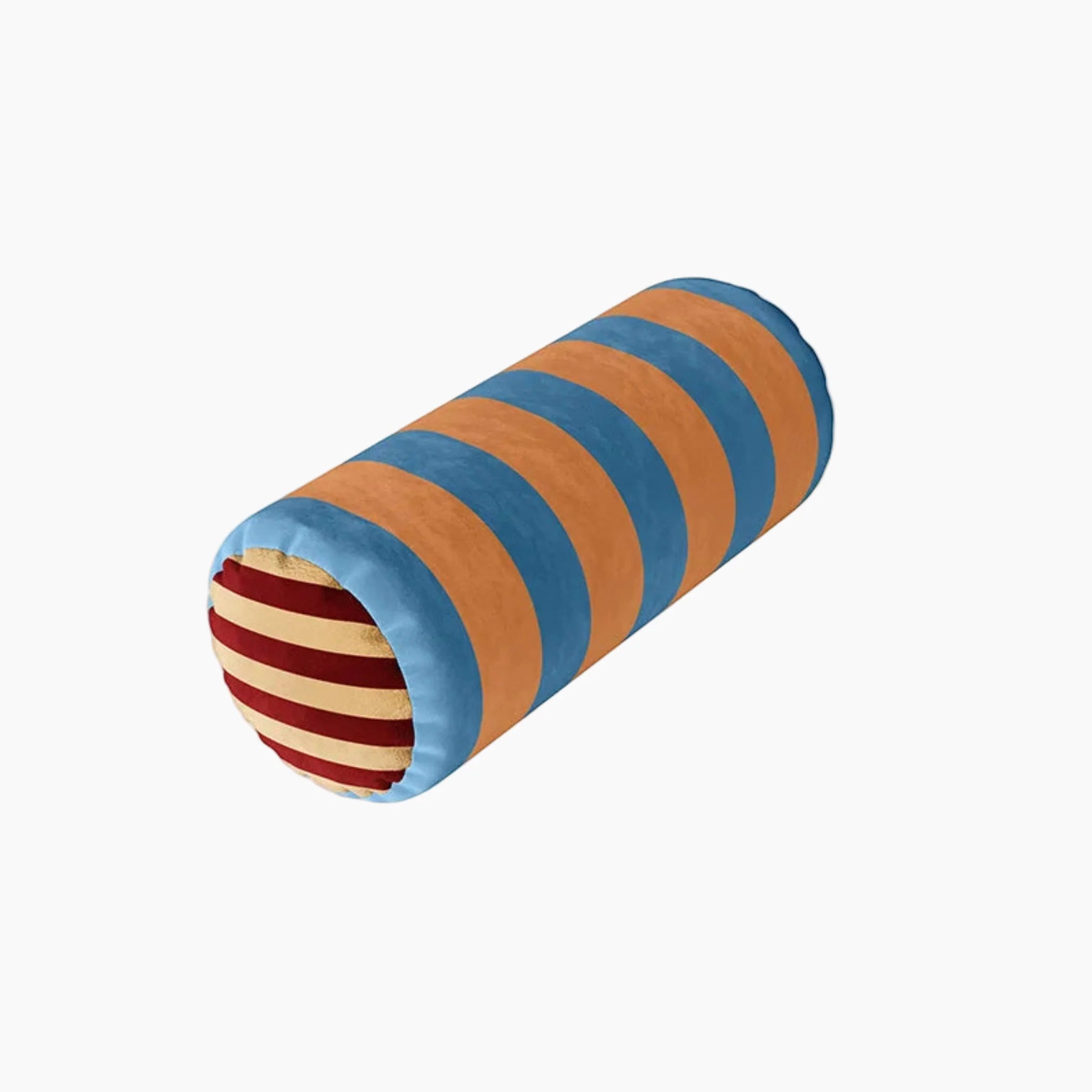 Straton Velvet Bolster Pillow – Decorative Striped Cylinder Throw Pillow Living Room Bedroom Couch Sofa