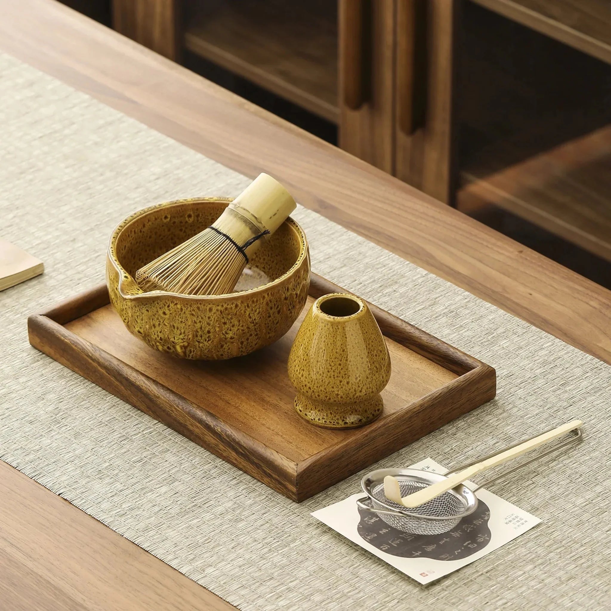 HanaKō Matcha Ceremony Set – Japanese Tea Ceremony Kit Bamboo Whisk Bowl Strainer Scoop 5-Piece Gift