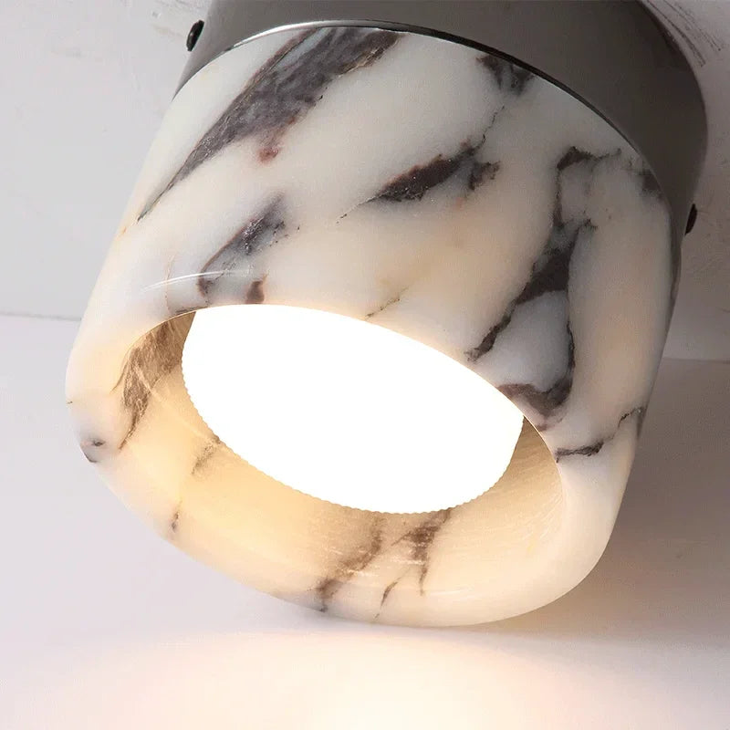 Marvex Cylinder Ceiling Light – Marble Flush Mount LED Modern Decorative Lighting Fixture Bedroom Living Room