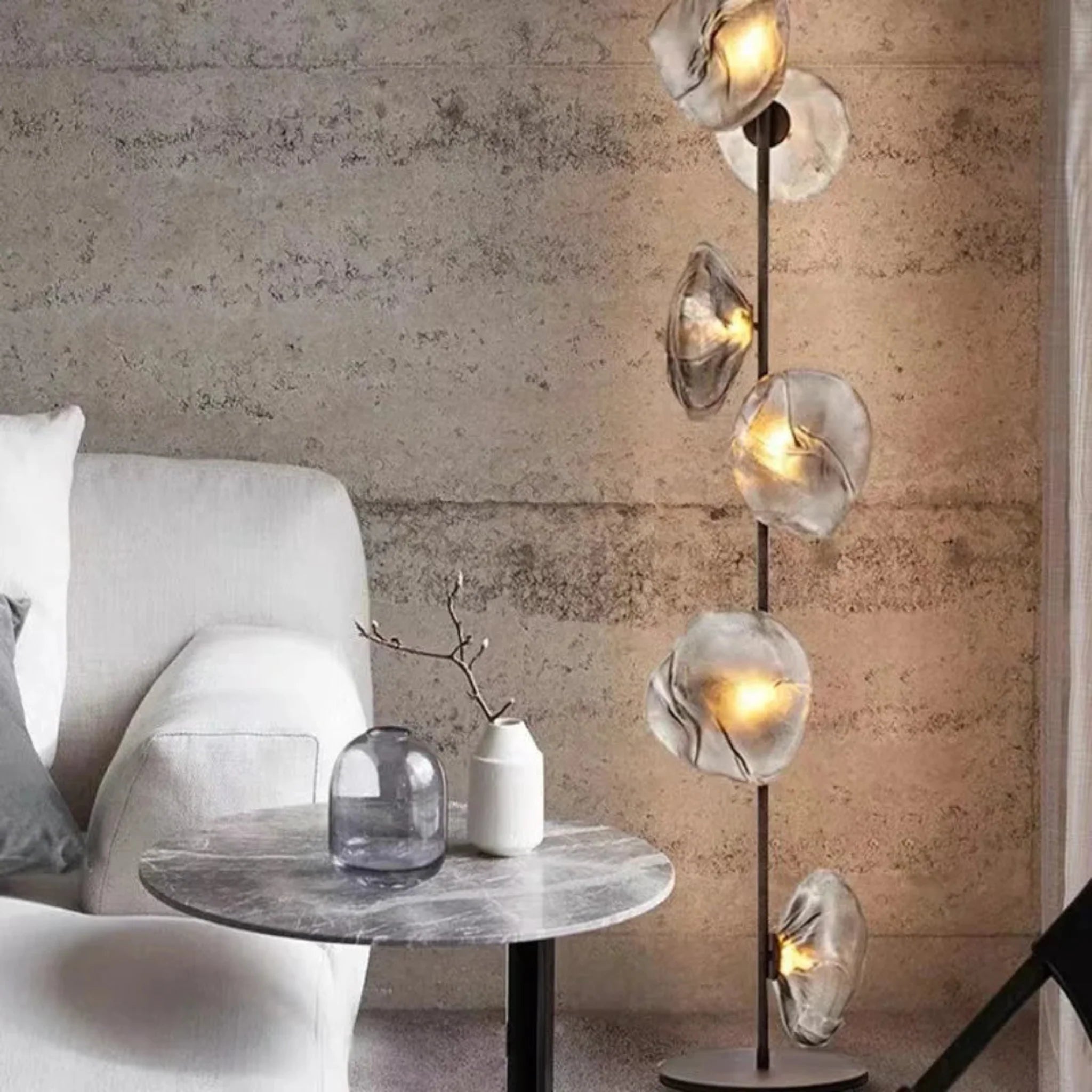 Ovolux Orb Floor Lamp – Modern Artistic Glass Floor Living Room Lamps Smoked Metal Decorative Lighting