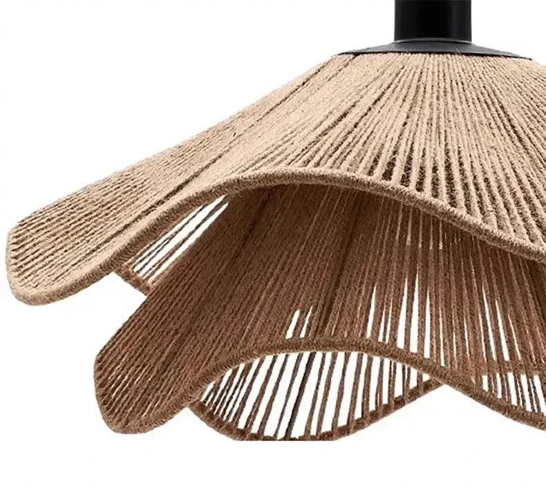 Fleuris Wave Pendant Light – Natural Rope Woven Bohemian Decorative Lighting Ceiling Dining Room Kitchen