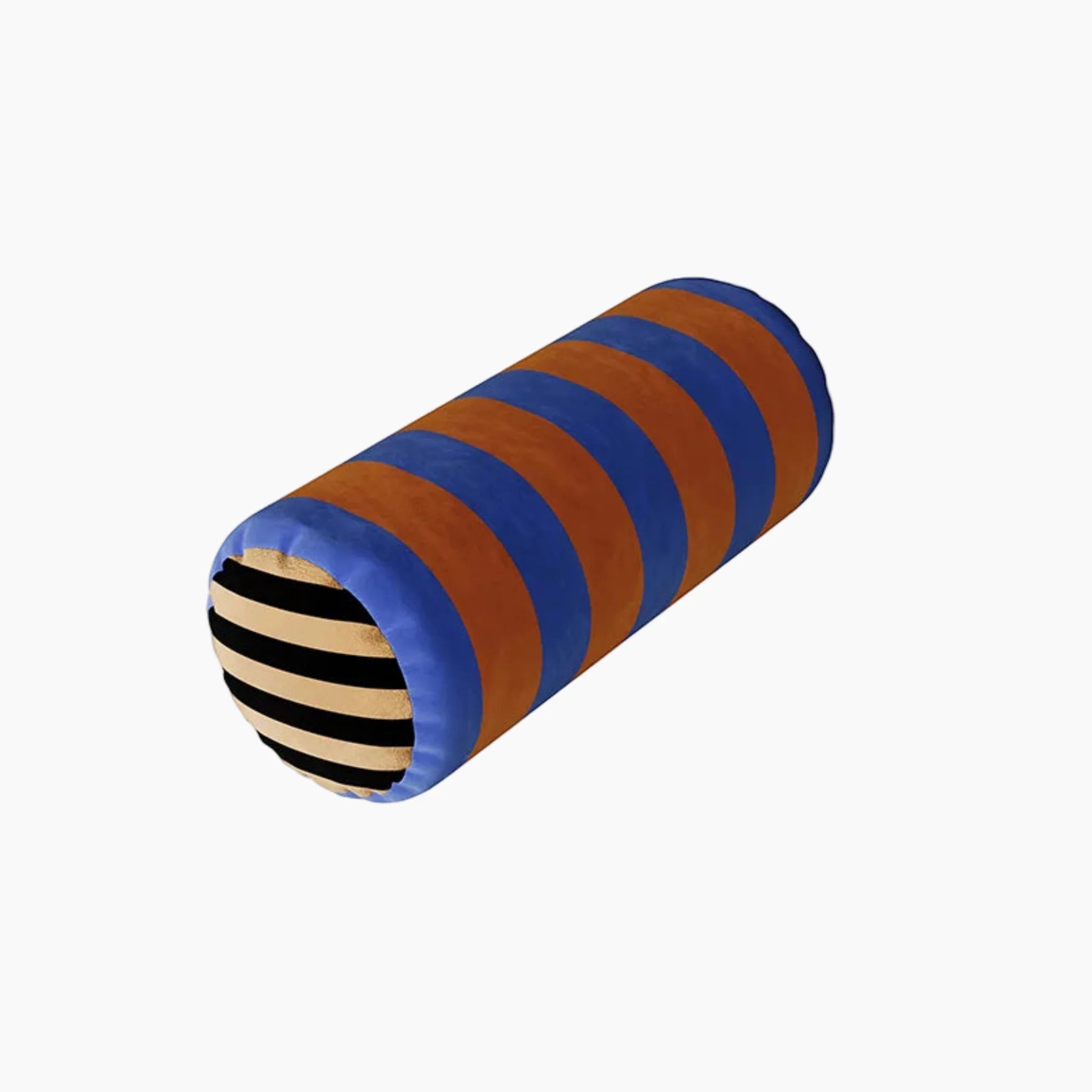 Straton Velvet Bolster Pillow – Decorative Striped Cylinder Throw Pillow Living Room Bedroom Couch Sofa