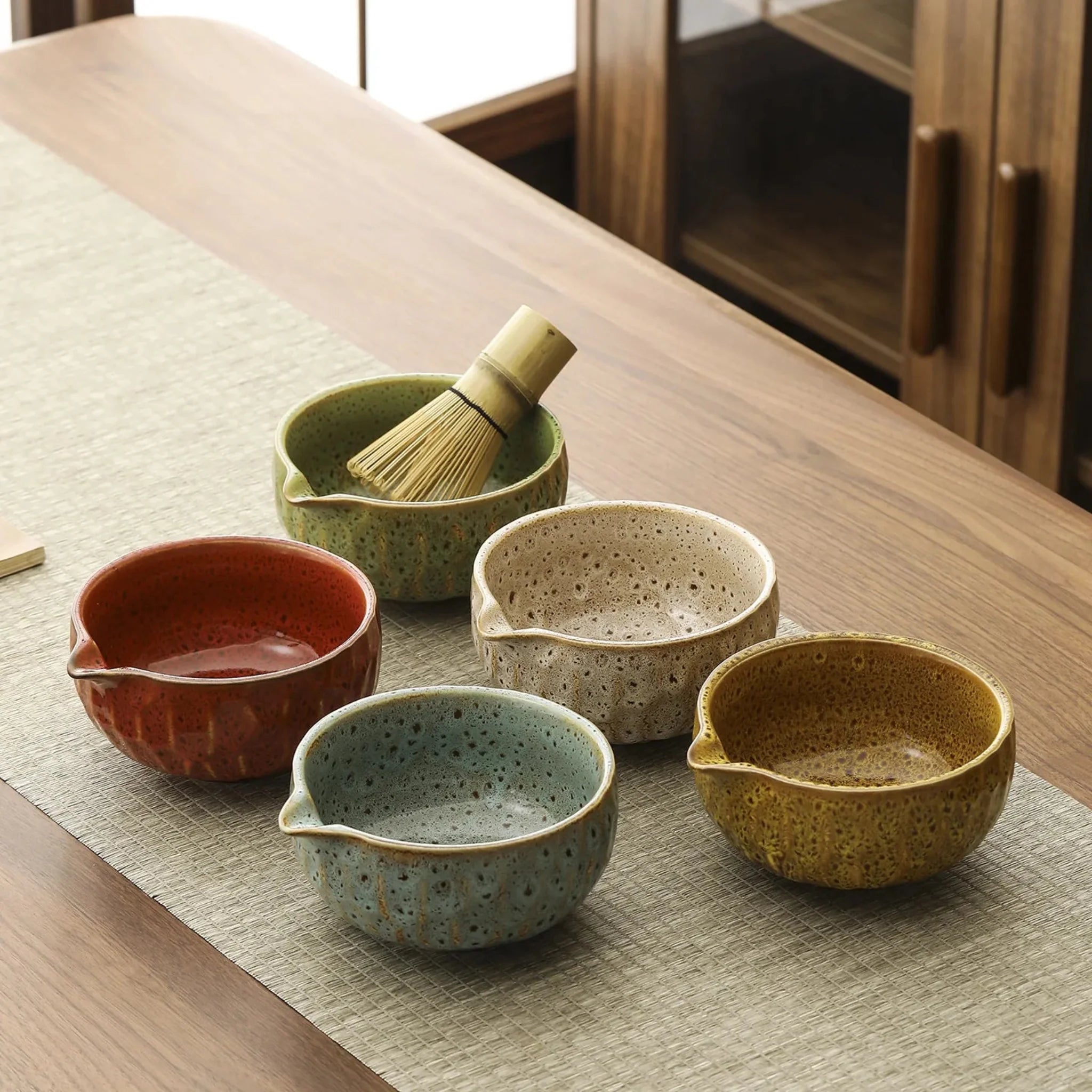 HanaKō Matcha Ceremony Set – Japanese Tea Ceremony Kit Bamboo Whisk Bowl Strainer Scoop 5-Piece Gift