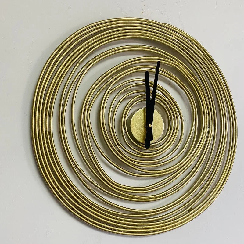 Orbix Spiral Wall Clock – Mid Century Modern Gold Metal Large Decorative Living Room Bedroom