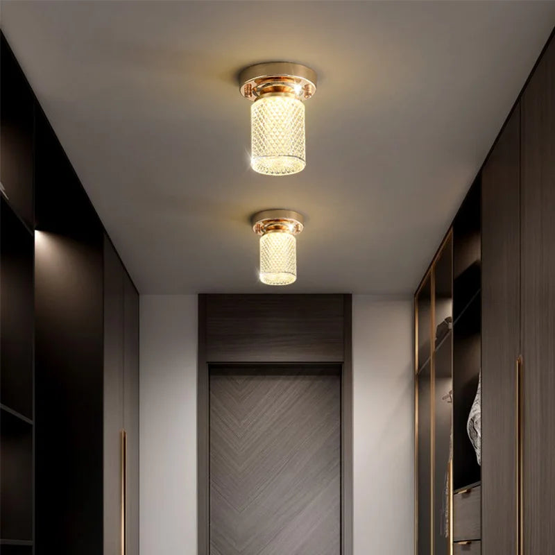 Orlena Crystal Flush Mount Ceiling Light – Modern Gold LED Hallway Entryway Fixture