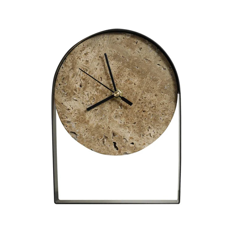 Archon Desk Clock – Modern Decorative Table Clock Concrete Black Metal Frame Silent Quartz Mantel Shelf