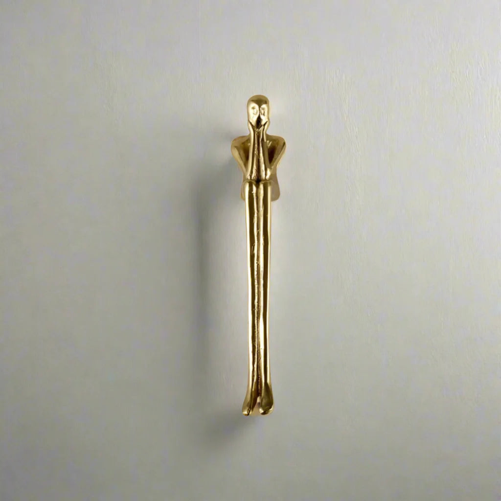 Pensive Cabinet Handle – Sculptural Brass Figure Door Pull Decorative Hardware Living Room Bedroom