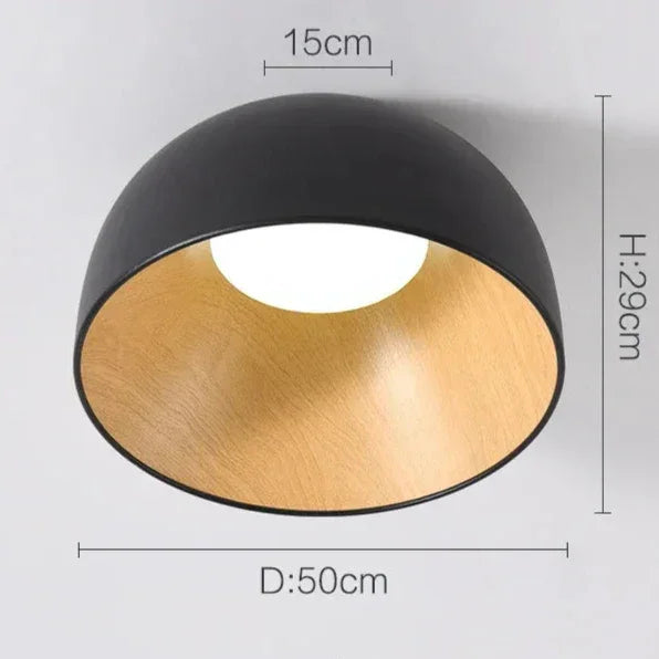 Timbrel Flush Mount Ceiling Light – Modern Black Wood Grain LED Round Living Room Bedroom Decorative Lighting